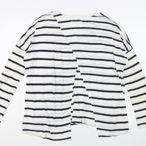 Velvet by Graham & Spencer Women's White Striped Long Sleeve Cotton T-Shirt - L