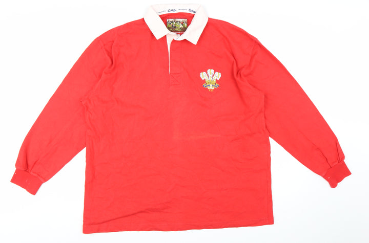 Cotton Traders Mens Red Long Sleeve Rugby Polo Shirt XL