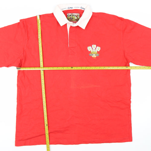 Cotton Traders Mens Red Long Sleeve Rugby Polo Shirt XL