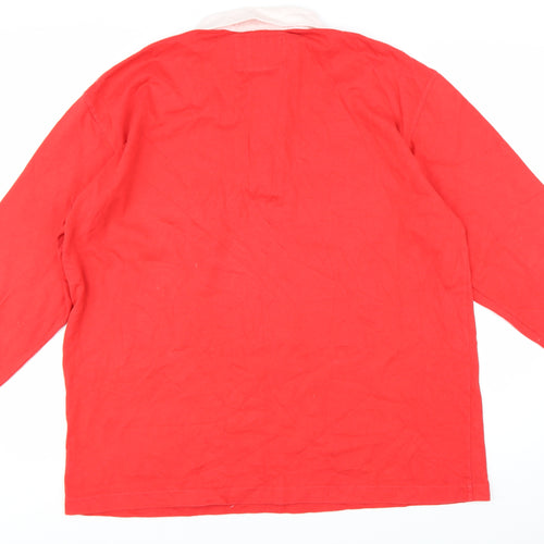 Cotton Traders Mens Red Long Sleeve Rugby Polo Shirt XL
