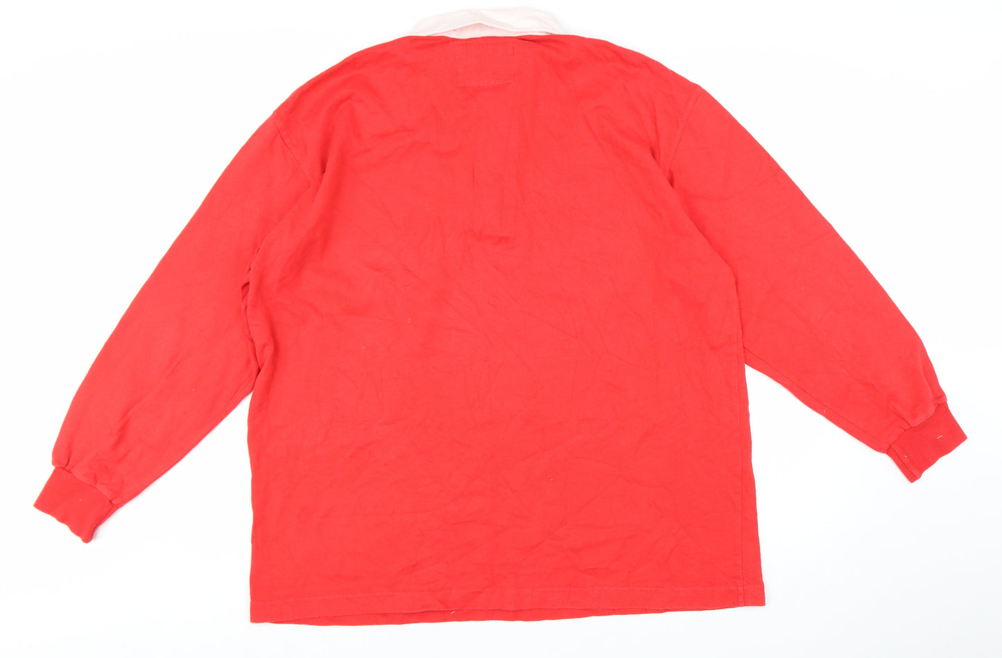 Cotton Traders Mens Red Long Sleeve Rugby Polo Shirt XL