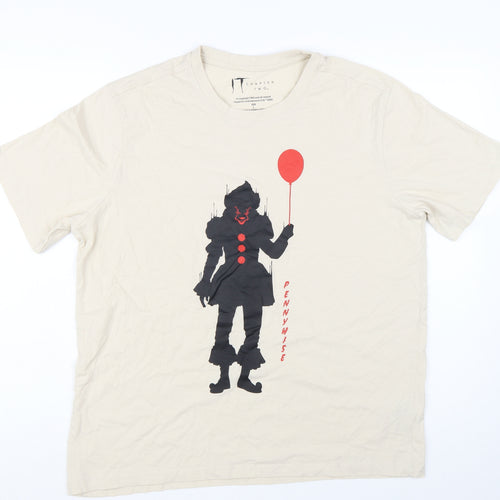 Primark Men’s Beige IT Pennywise Graphic T-Shirt Size L