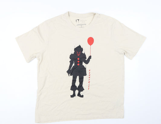 Primark Men’s Beige IT Pennywise Graphic T-Shirt Size L