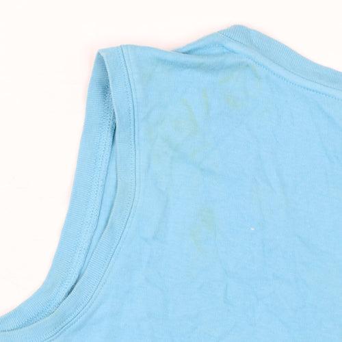 Disney Women's Blue V-Neck Sleeveless Tank Top L 100% Cotton