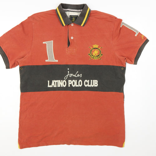 Joules Men's Red & Charcoal Latino Polo Club L Cotton Polo Shirt