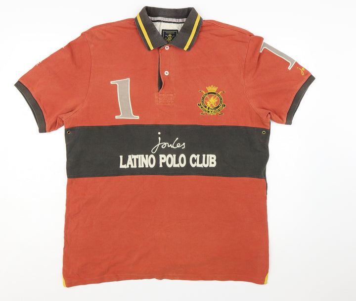 Joules Men's Red & Charcoal Latino Polo Club L Cotton Polo Shirt