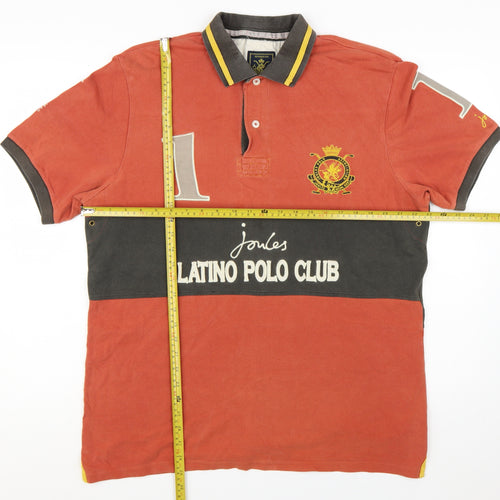 Joules Men's Red & Charcoal Latino Polo Club L Cotton Polo Shirt