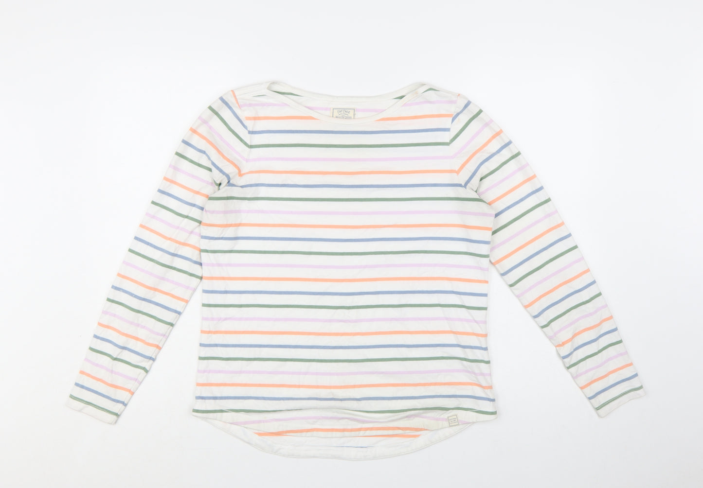 Fat Face Womens Multicoloured Striped Cotton Long Sleeve T-Shirt Size 10