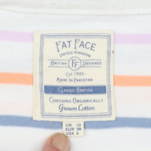 Fat Face Womens Multicoloured Striped Cotton Long Sleeve T-Shirt Size 10
