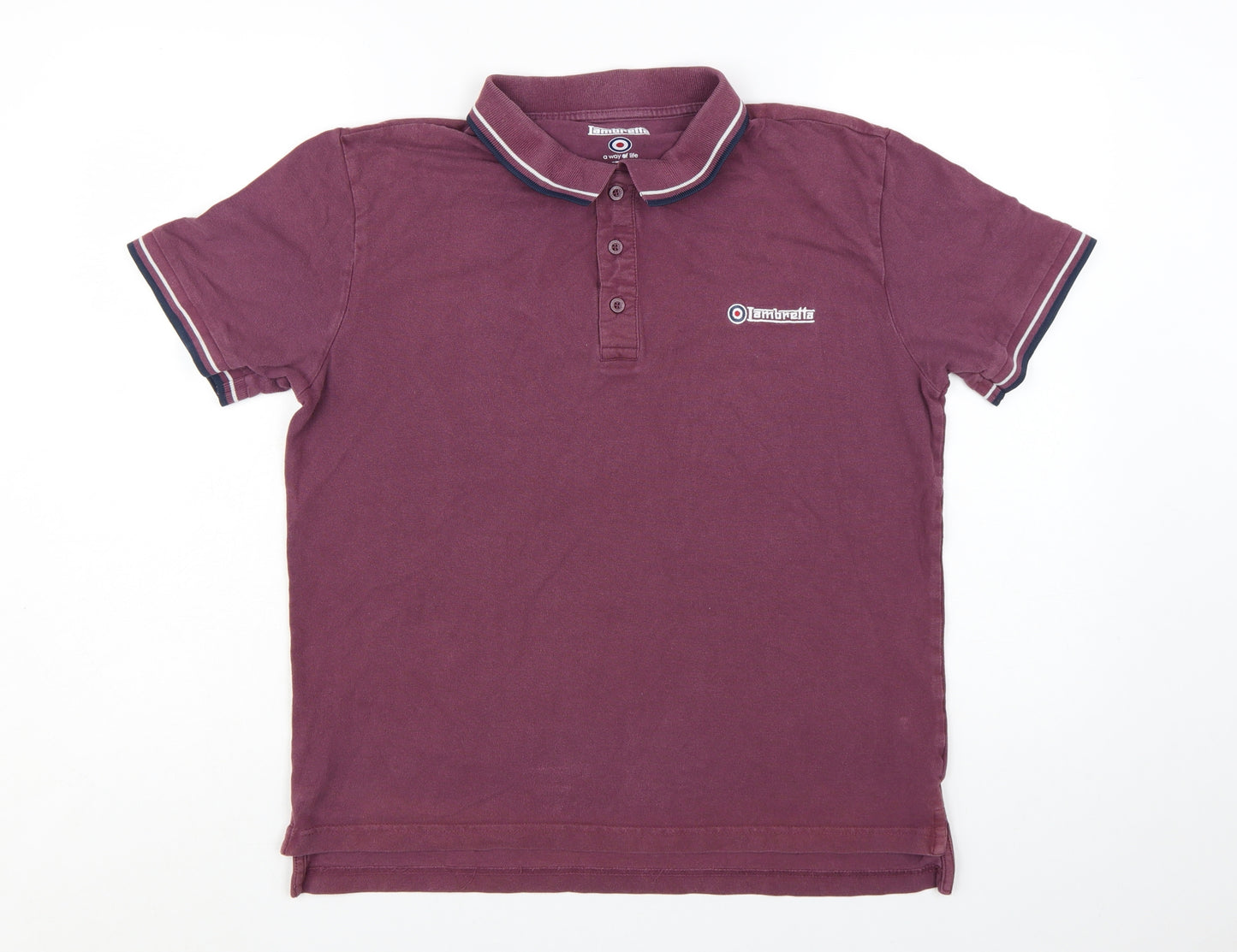 Lambretta Men's Purple Twin Tipped Cotton Polo Shirt Size L