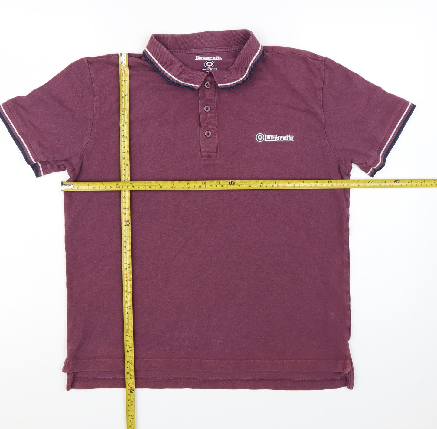 Lambretta Men's Purple Twin Tipped Cotton Polo Shirt Size L