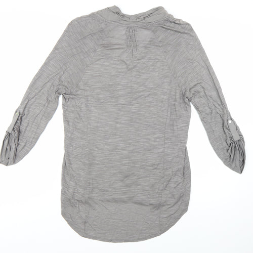 Cupio Womens Grey Embroidered Tunic Blouse Size L 3/4 Sleeve
