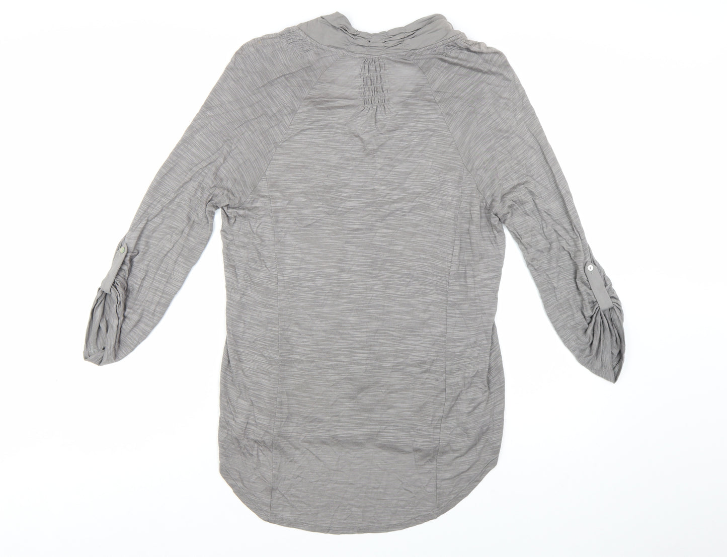 Cupio Womens Grey Embroidered Tunic Blouse Size L 3/4 Sleeve