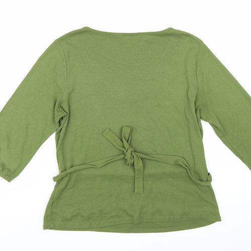 Principles Petite Green Embellished Belted Blouse Women’s Size 14
