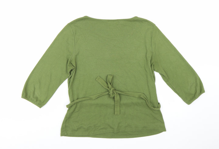 Principles Petite Green Embellished Belted Blouse Women’s Size 14