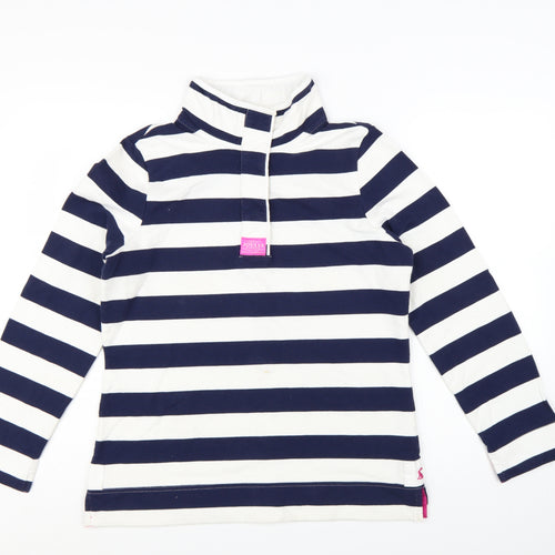 Joules Women’s Blue White Striped Roll Neck Long Sleeve Top UK 12