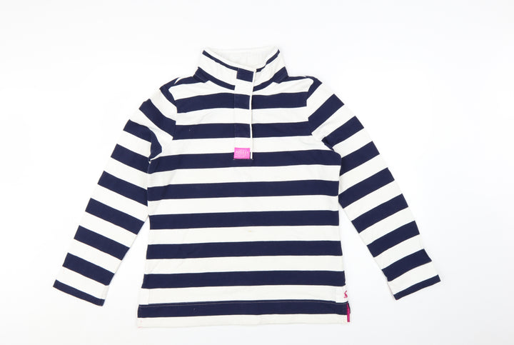 Joules Women’s Blue White Striped Roll Neck Long Sleeve Top UK 12