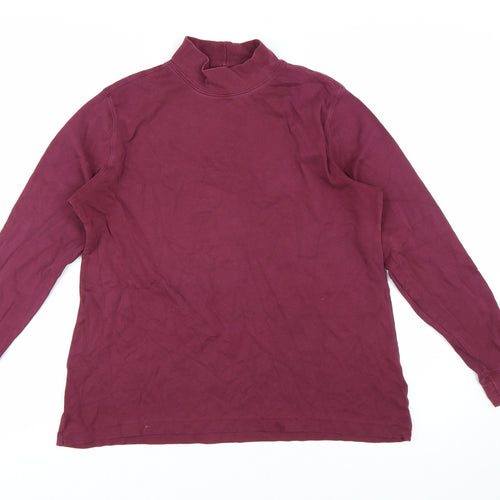 Lands' End Women's Red Roll Neck Long Sleeve Tall Cotton Top Size M