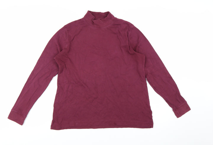 Lands' End Women's Red Roll Neck Long Sleeve Tall Cotton Top Size M