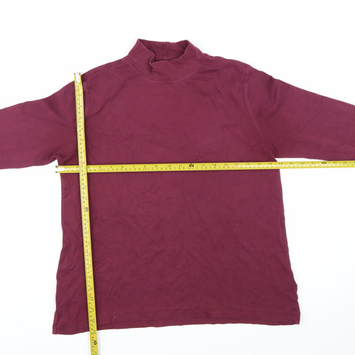 Lands' End Women's Red Roll Neck Long Sleeve Tall Cotton Top Size M