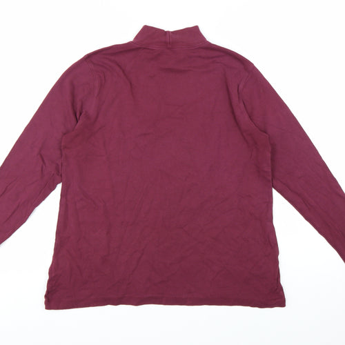 Lands' End Women's Red Roll Neck Long Sleeve Tall Cotton Top Size M