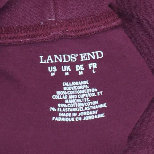 Lands' End Women's Red Roll Neck Long Sleeve Tall Cotton Top Size M