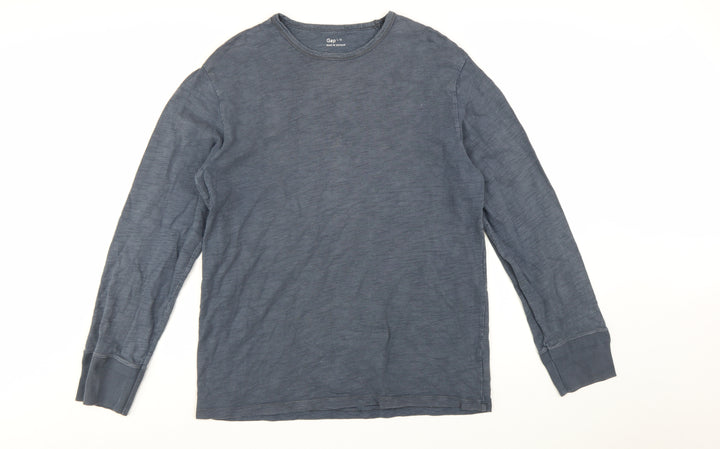 Gap Men's Blue Long Sleeve Cotton Crew Neck T-Shirt Size L