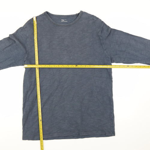 Gap Men's Blue Long Sleeve Cotton Crew Neck T-Shirt Size L