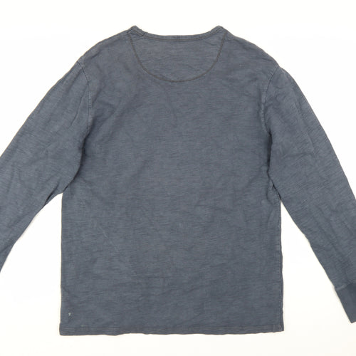 Gap Men's Blue Long Sleeve Cotton Crew Neck T-Shirt Size L