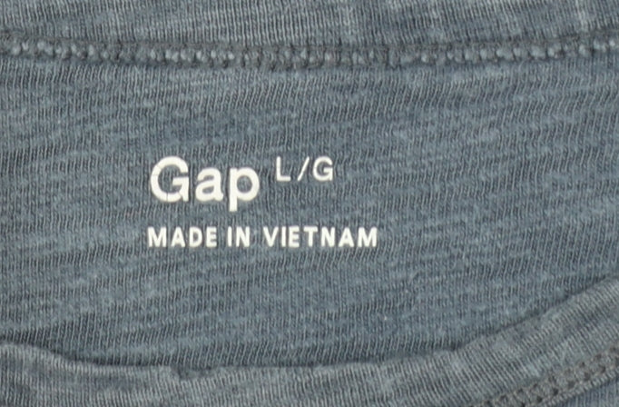 Gap Men's Blue Long Sleeve Cotton Crew Neck T-Shirt Size L