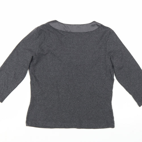 CC Petite Grey Embellished Scoop Neck 3/4 Sleeve Tunic Blouse Size S