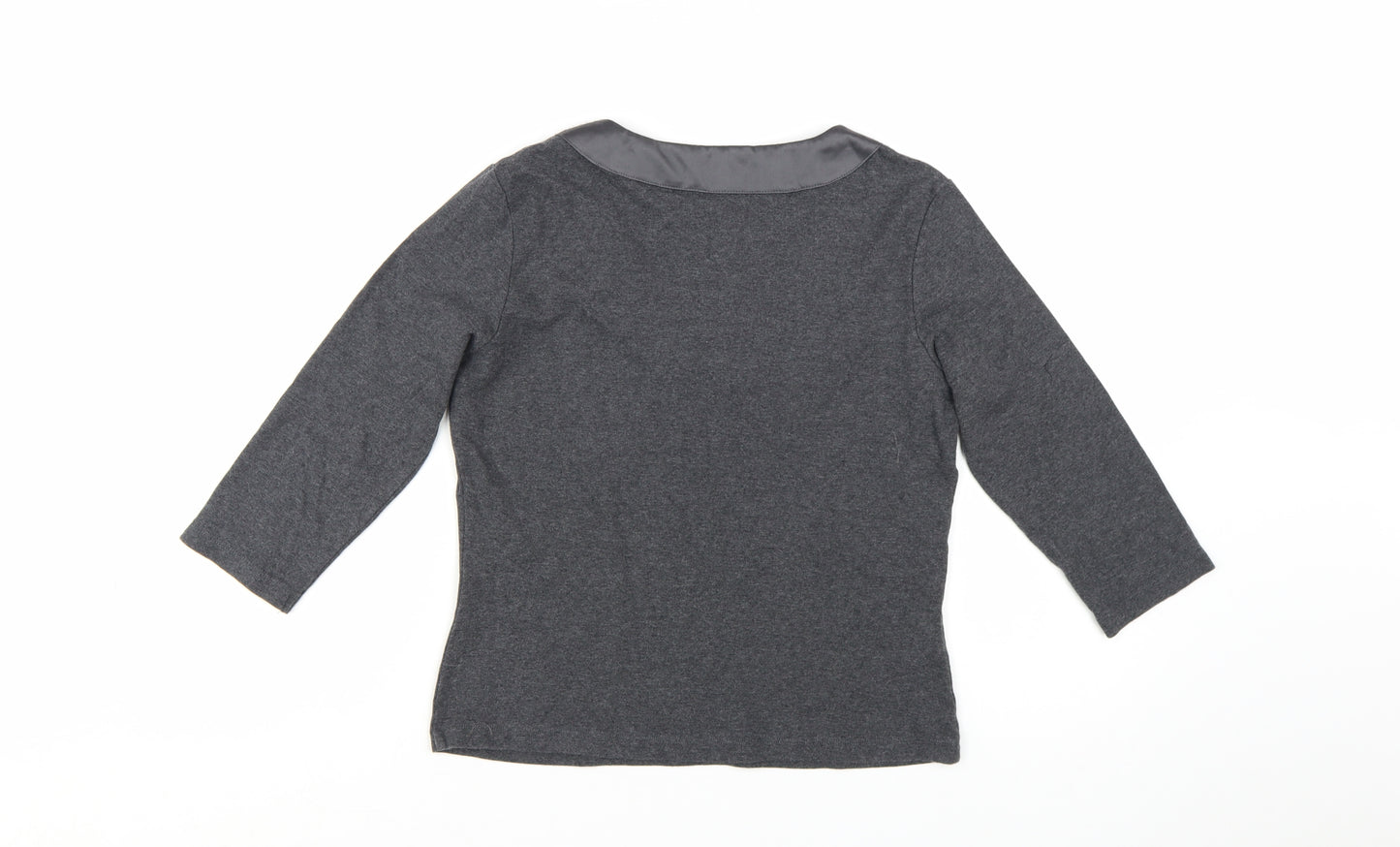 CC Petite Grey Embellished Scoop Neck 3/4 Sleeve Tunic Blouse Size S