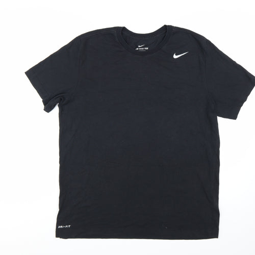Nike Men's Black Dri-FIT Crew Neck Short Sleeve T-Shirt L Regular Fit