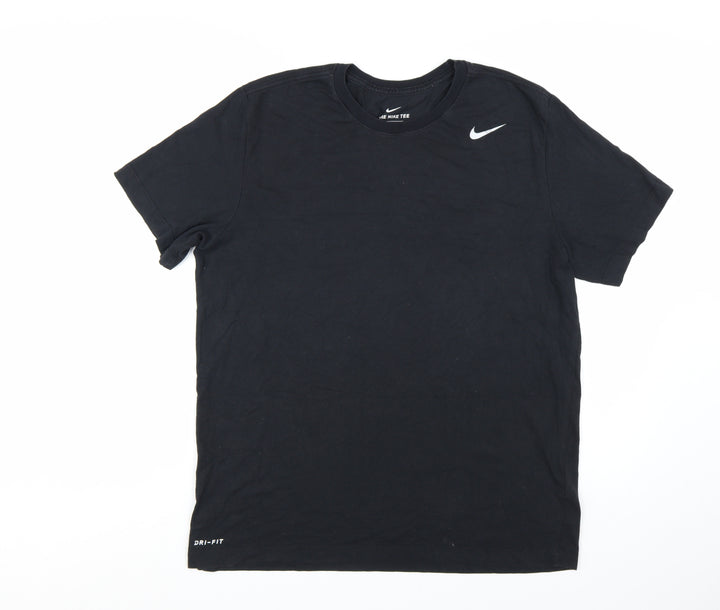 Nike Men's Black Dri-FIT Crew Neck Short Sleeve T-Shirt L Regular Fit
