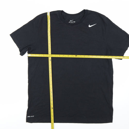 Nike Men's Black Dri-FIT Crew Neck Short Sleeve T-Shirt L Regular Fit
