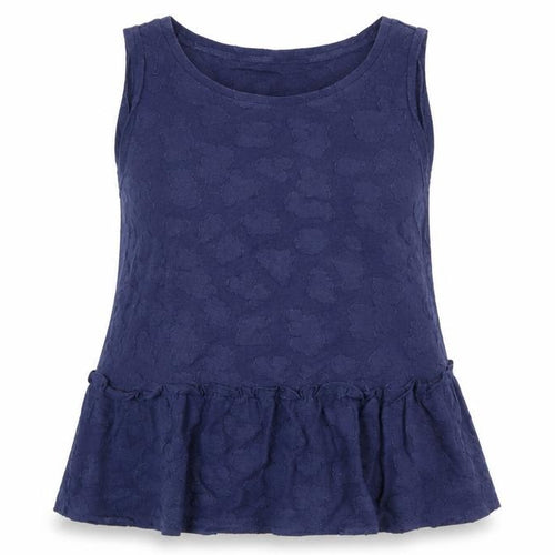 Michael Kors Women Blue Sleeveless Ruffle Hem Tank Top L