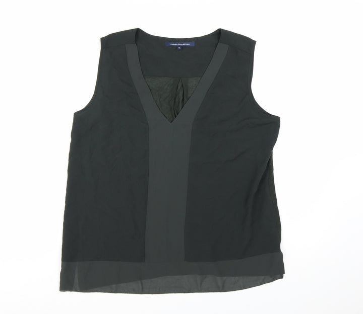 French Connection Women's Black V-Neck Sleeveless Blouse XL