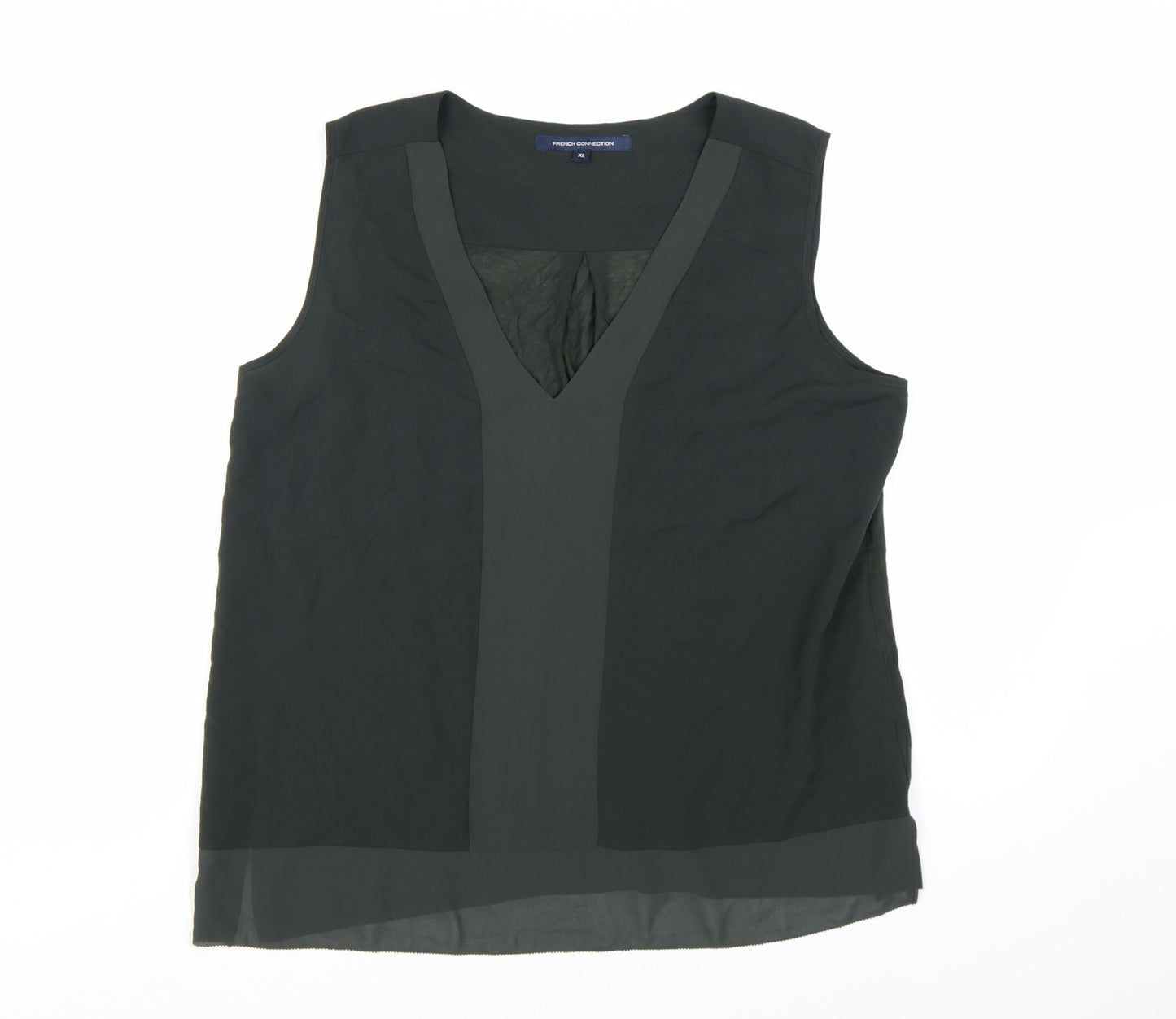 French Connection Women's Black V-Neck Sleeveless Blouse XL