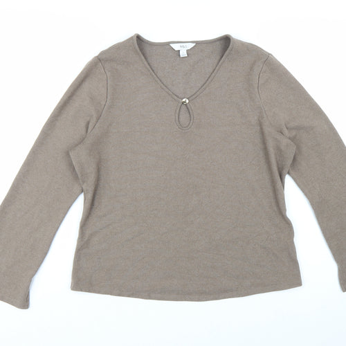 Marks and Spencer Womens Beige V-Neck Pullover Jumper Size 18