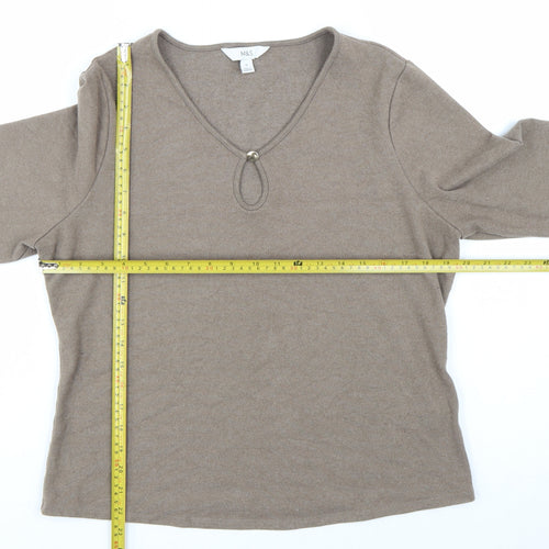 Marks and Spencer Womens Beige V-Neck Pullover Jumper Size 18