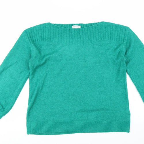 Monsoon Women's Green Boat Neck Wool Blend Pullover Jumper Size M
