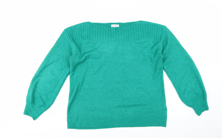 Monsoon Women's Green Boat Neck Wool Blend Pullover Jumper Size M