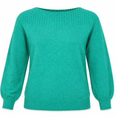 Monsoon Women's Green Boat Neck Wool Blend Pullover Jumper Size M