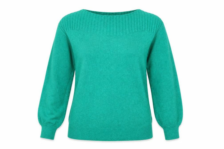 Monsoon Women's Green Boat Neck Wool Blend Pullover Jumper Size M