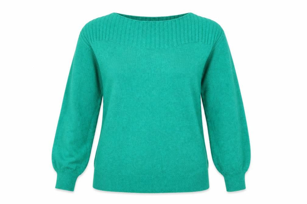 Monsoon Women's Green Boat Neck Wool Blend Pullover Jumper Size M