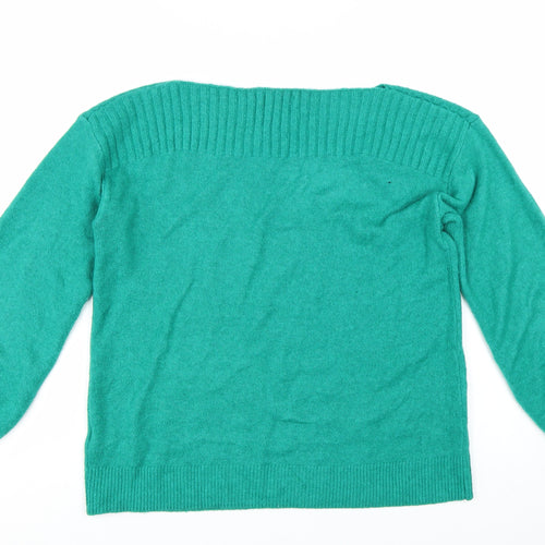Monsoon Women's Green Boat Neck Wool Blend Pullover Jumper Size M