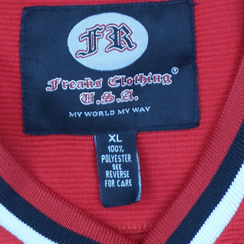 Freaks Clothing USA Red XL Men's Sports Style V-Neck T-Shirt