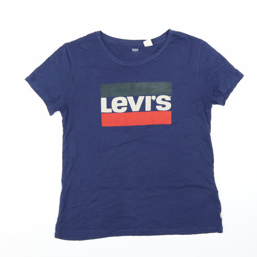 Levi's Women's Blue Crew Neck Cotton T-Shirt Size M