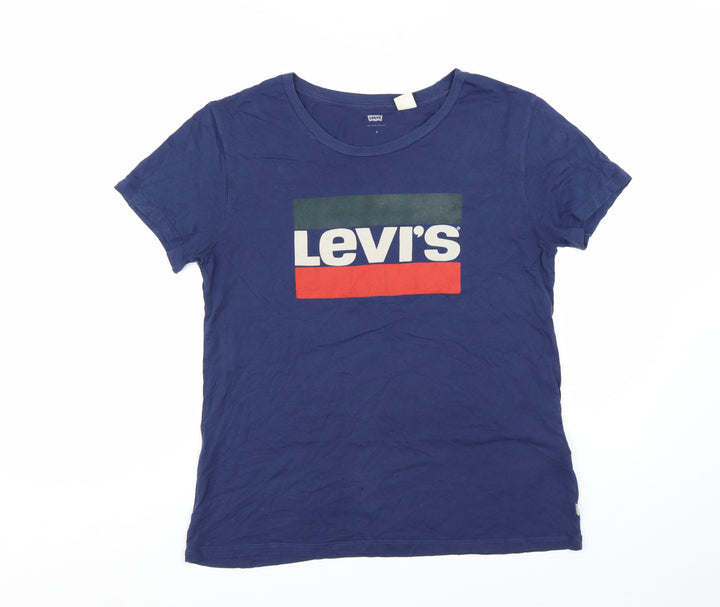 Levi's Women's Blue Crew Neck Cotton T-Shirt Size M