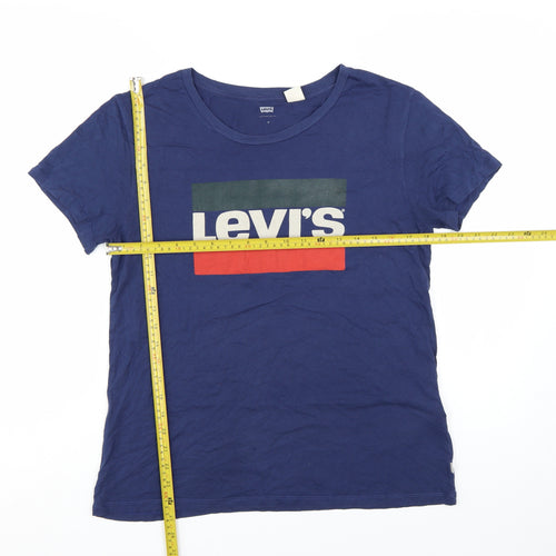 Levi's Women's Blue Crew Neck Cotton T-Shirt Size M